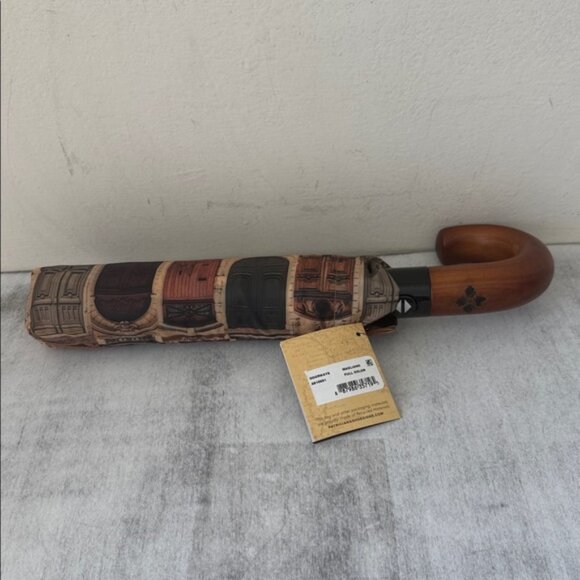 Patricia Nash Magliano Doorways Stylish Multicolor Umbrella Wood Handle Brown - Picture 3 of 7